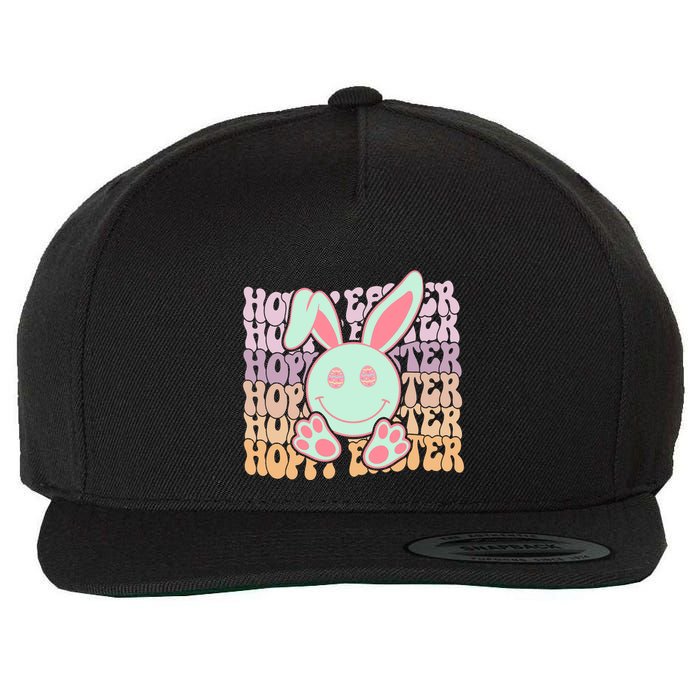 Hoppy Easter Cute Bunny Face Retro Easter Day Wool Snapback Cap