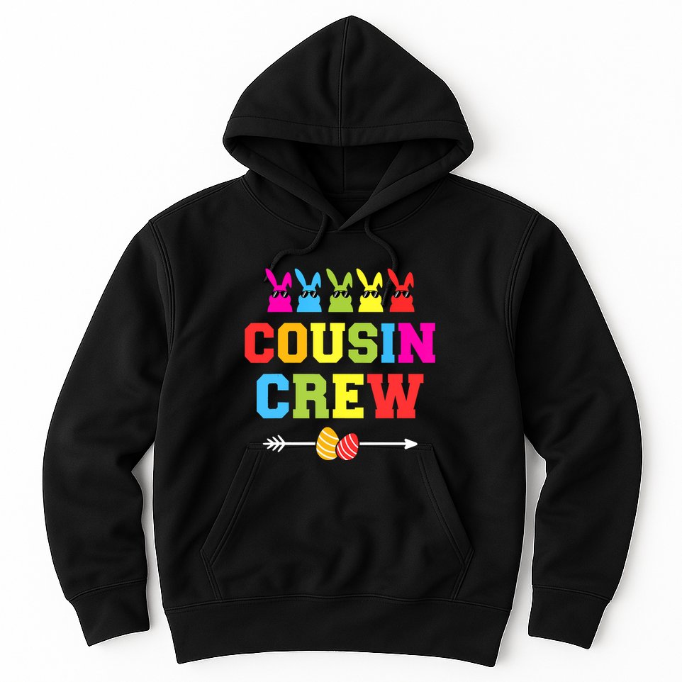 Happy Easter Cousin Crew With Cool Bunnies And Eggs Hoodie