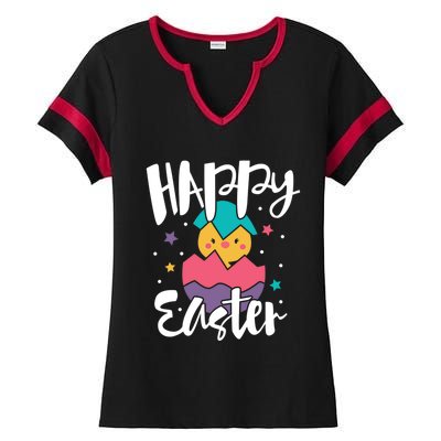 Happy Easter Chick Cute Yellow Chick Easter Holy Week Great Gift Ladies Halftime Notch Neck Tee