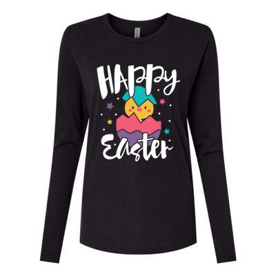 Happy Easter Chick Cute Yellow Chick Easter Holy Week Great Gift Womens Cotton Relaxed Long Sleeve T-Shirt