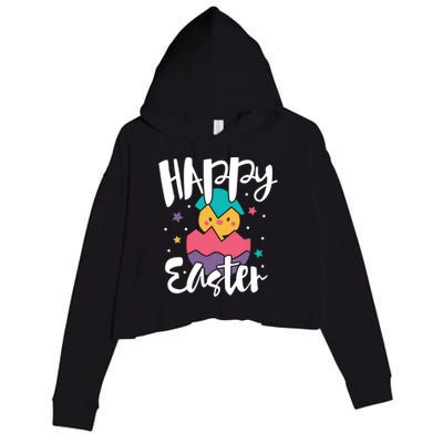 Happy Easter Chick Cute Yellow Chick Easter Holy Week Great Gift Crop Fleece Hoodie