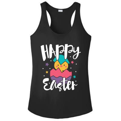 Happy Easter Chick Cute Yellow Chick Easter Holy Week Great Gift Ladies PosiCharge Competitor Racerback Tank