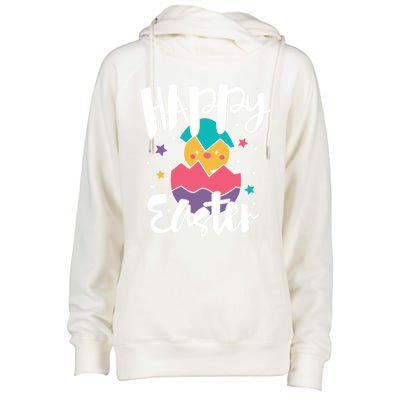 Happy Easter Chick Cute Yellow Chick Easter Holy Week Great Gift Womens Funnel Neck Pullover Hood