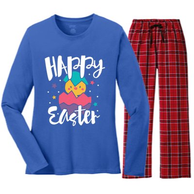 Happy Easter Chick Cute Yellow Chick Easter Holy Week Great Gift Women's Long Sleeve Flannel Pajama Set 