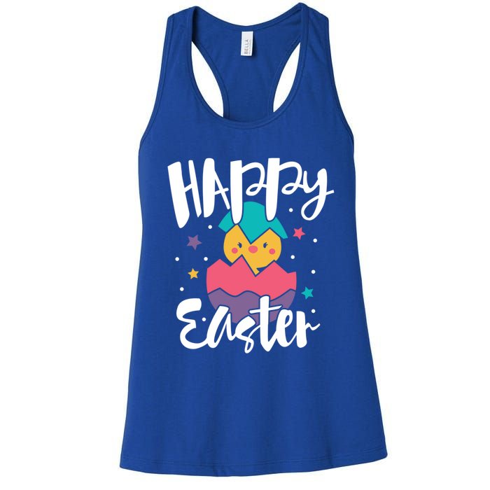 Happy Easter Chick Cute Yellow Chick Easter Holy Week Great Gift Women's Racerback Tank