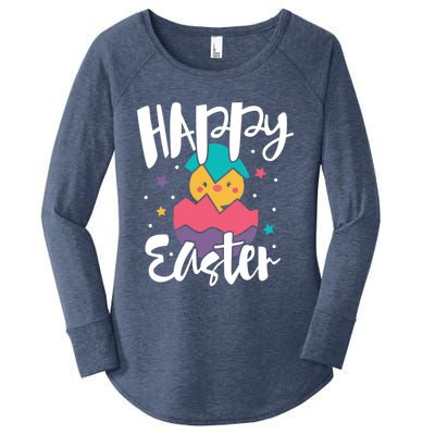 Happy Easter Chick Cute Yellow Chick Easter Holy Week Great Gift Women's Perfect Tri Tunic Long Sleeve Shirt