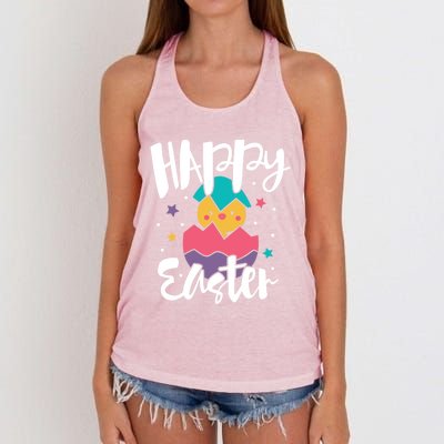 Happy Easter Chick Cute Yellow Chick Easter Holy Week Great Gift Women's Knotted Racerback Tank