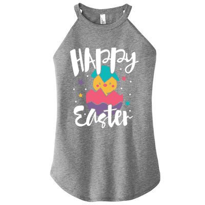 Happy Easter Chick Cute Yellow Chick Easter Holy Week Great Gift Women's Perfect Tri Rocker Tank