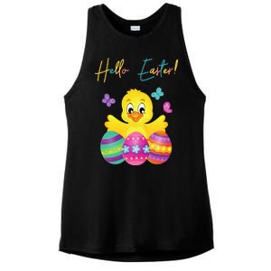 Hello Easter Cute Chick Holiday Ladies PosiCharge Tri-Blend Wicking Tank