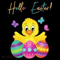 Hello Easter Cute Chick Holiday Cropped Pullover Crew