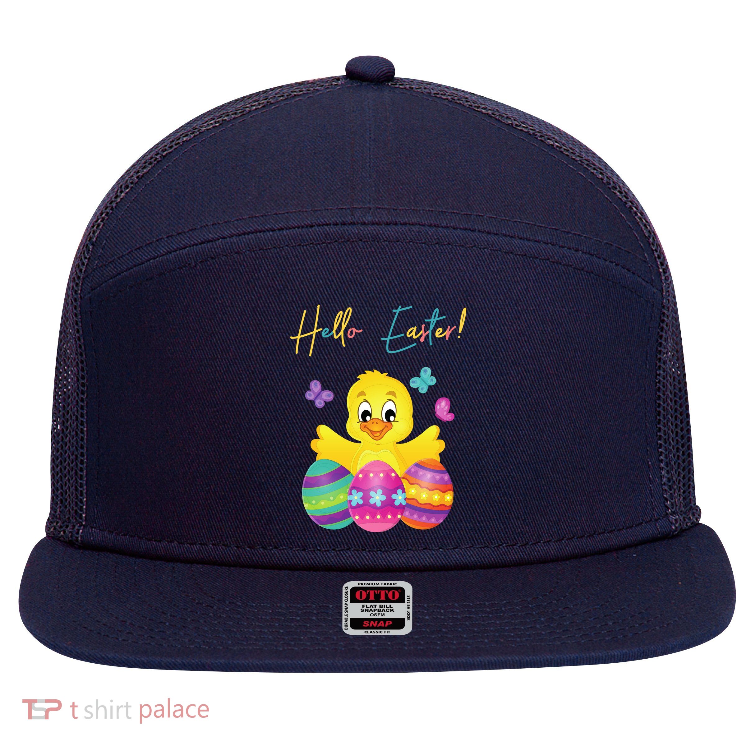 Hello Easter Cute Chick Holiday 7 Panel Mesh Trucker Snapback Hat