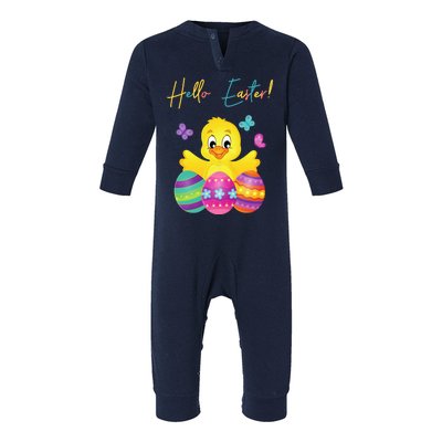 Hello Easter Cute Chick Holiday Infant Fleece One Piece