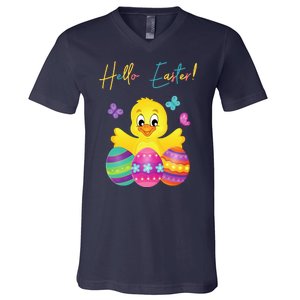 Hello Easter Cute Chick Holiday V-Neck T-Shirt