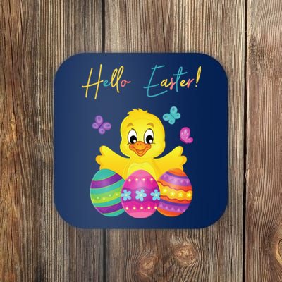 Hello Easter Cute Chick Holiday Coaster