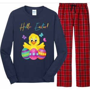 Hello Easter Cute Chick Holiday Long Sleeve Pajama Set