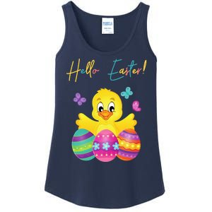 Hello Easter Cute Chick Holiday Ladies Essential Tank