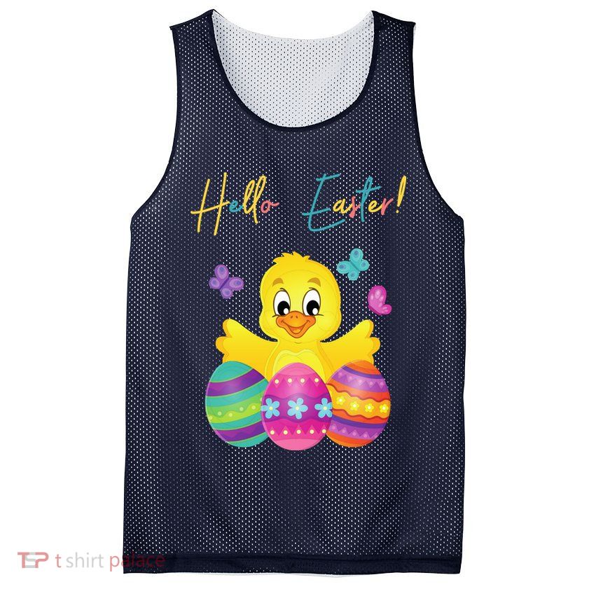 Hello Easter Cute Chick Holiday Mesh Reversible Basketball Jersey Tank