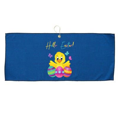 Hello Easter Cute Chick Holiday Large Microfiber Waffle Golf Towel