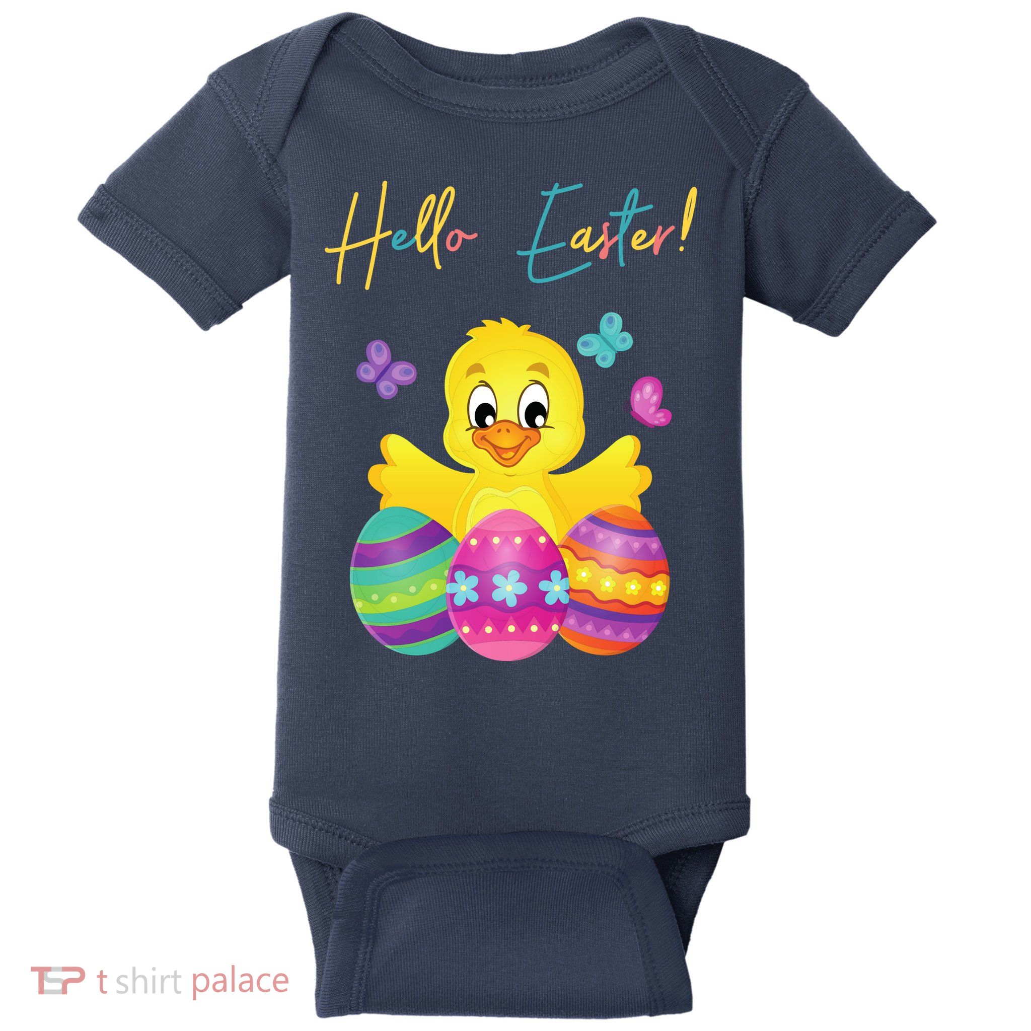 Hello Easter Cute Chick Holiday Baby Bodysuit