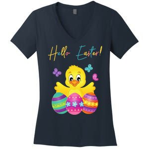 Hello Easter Cute Chick Holiday Women's V-Neck T-Shirt