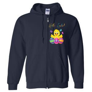 Hello Easter Cute Chick Holiday Full Zip Hoodie