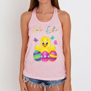 Hello Easter Cute Chick Holiday Women's Knotted Racerback Tank