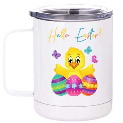 Hello Easter Cute Chick Holiday 12 oz Stainless Steel Tumbler Cup