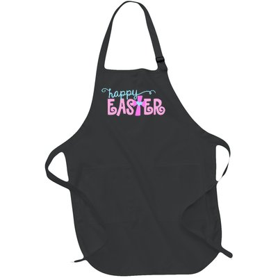 Happy Easter Cute Christian Jesus Saying Cross Heart Graphic Full-Length Apron With Pockets