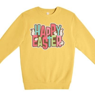 Happy Easter Colorful Bunny Premium Crewneck Sweatshirt