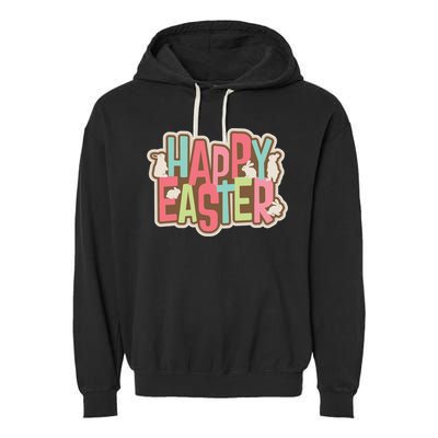 Happy Easter Colorful Bunny Garment-Dyed Fleece Hoodie