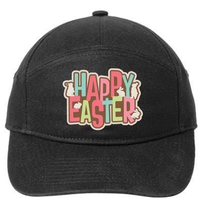 Happy Easter Colorful Bunny 7-Panel Snapback Hat