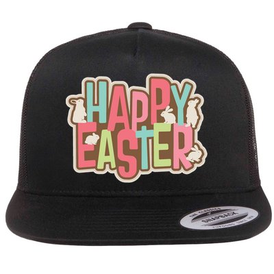 Happy Easter Colorful Bunny Flatbill Hat