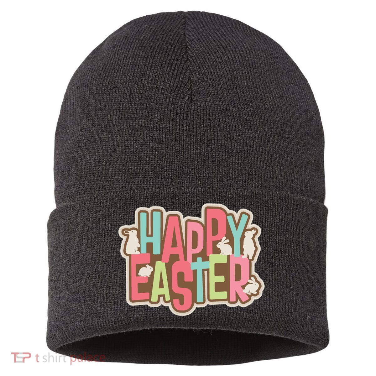 Happy Easter Colorful Bunny Sustainable Knit Beanie