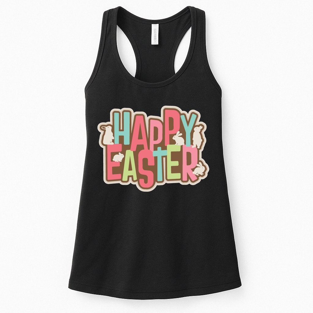 Happy Easter Colorful Bunny Womens Tank Top
