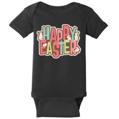 Happy Easter Colorful Bunny Baby Bodysuit