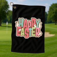 Happy Easter Colorful Bunny Golf Towel