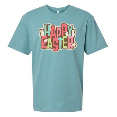 Happy Easter Colorful Bunny Sueded Cloud Jersey T-Shirt