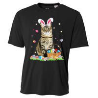 Happy Easter Cute Bunny Cat Eggs Basket Easter Cat Lovers Cooling Performance Crew T-Shirt