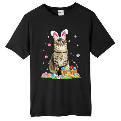 Happy Easter Cute Bunny Cat Eggs Basket Easter Cat Lovers Tall Fusion ChromaSoft Performance T-Shirt