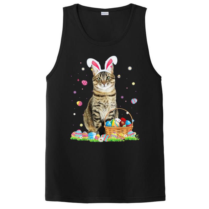 Happy Easter Cute Bunny Cat Eggs Basket Easter Cat Lovers PosiCharge Competitor Tank