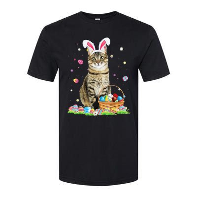 Happy Easter Cute Bunny Cat Eggs Basket Easter Cat Lovers Softstyle CVC T-Shirt