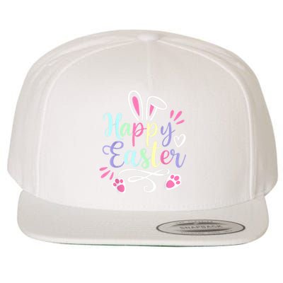 Happy Easter Cute Bunny Rabbit Face Funny Easter Wo Girl Wool Snapback Cap