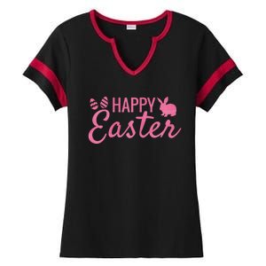 Happy Easter Cute Festive Holiday Ladies Halftime Notch Neck Tee