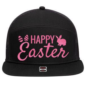 Happy Easter Cute Festive Holiday 7 Panel Mesh Trucker Snapback Hat