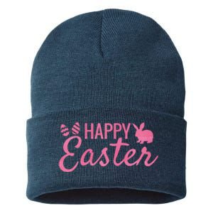 Happy Easter Cute Festive Holiday Sustainable Knit Beanie