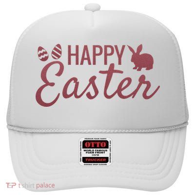 Happy Easter Cute Festive Holiday High Crown Mesh Back Trucker Hat