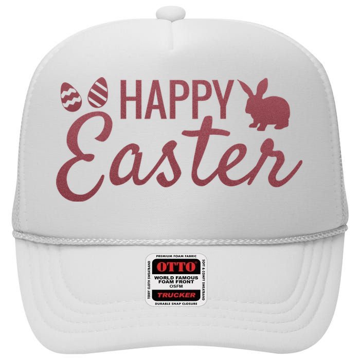 Happy Easter Cute Festive Holiday High Crown Mesh Back Trucker Hat