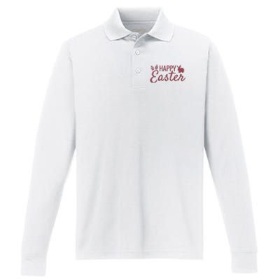 Happy Easter Cute Festive Holiday Performance Long Sleeve Polo