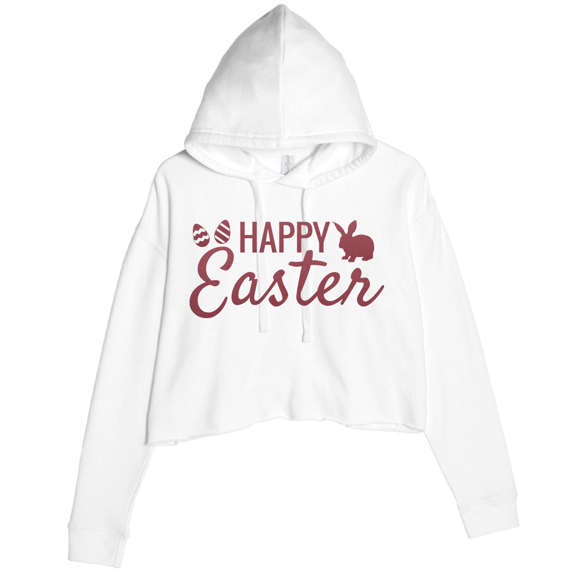 Happy Easter Cute Festive Holiday Crop Fleece Hoodie