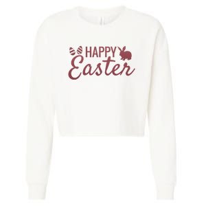 Happy Easter Cute Festive Holiday Cropped Pullover Crew